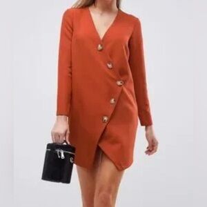 ASOS Rust Long Sleeve Button Dress